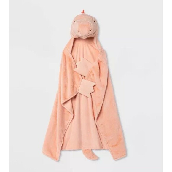 Dinosaur Dino Kids' Hooded Blanket Soft and Cuddly Pink - Pillowfort - Picture 1 of 6
